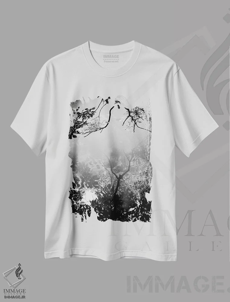 تیشرت سفید طرح دار خیال پردازی، عکاسی سیاه و سفید اثر دوریت فوگ | فروشگاه ایماژ
