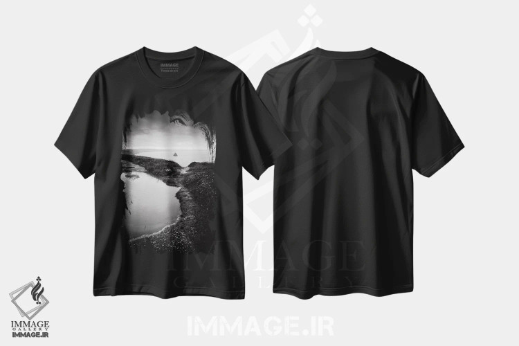 تیشرت مشکی طرح دار آبگیر و برکه، عکاسی سیاه و سفید اثر دوریت فوگ | فروشگاه ایماژ