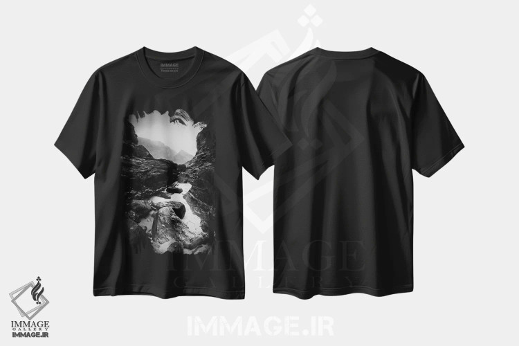 تیشرت مشکی طرح دار دره، عکاسی سیاه و سفید اثر دوریت فوگ | immage.ir