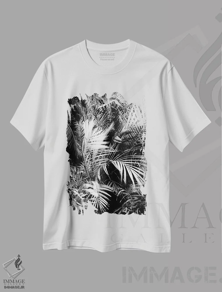 تیشرت سفید طرح دار نخل وحشی، عکاسی سیاه و سفید اثر دوریت فوگ | فروشگاه ایماژ