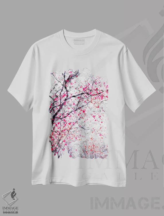 تیشرت سفید طرح دار درخت شکوفه آتشین ۳، عکاسی ترکیبی اثر دوریت فوگ | immage.ir