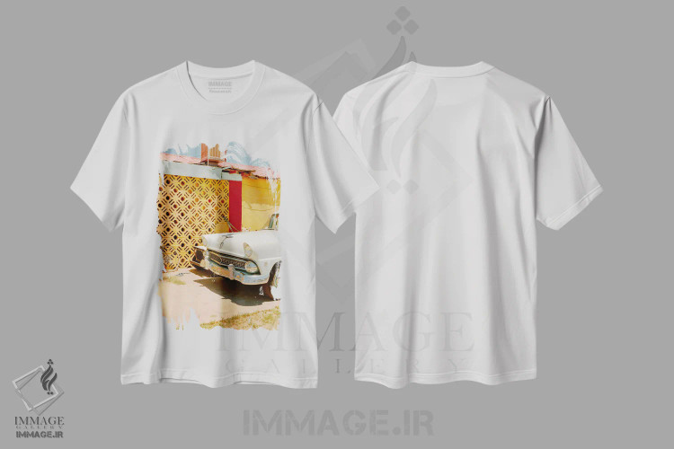 تیشرت سفید طرح دار بازگشت به دهه شصت میلادی، مدیوم اثر دنیل گارسیا | immage.ir