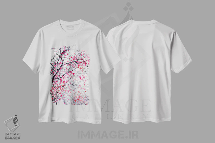 تیشرت سفید طرح دار درخت شکوفه آتشین ۳، عکاسی ترکیبی اثر دوریت فوگ | immage.ir
