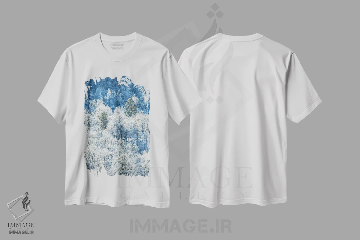 تیشرت سفید طرح دار درختان یخ زده در شمال نروژ، مدیوم اثر دنیل گاستاگر | فروشگاه ایماژ