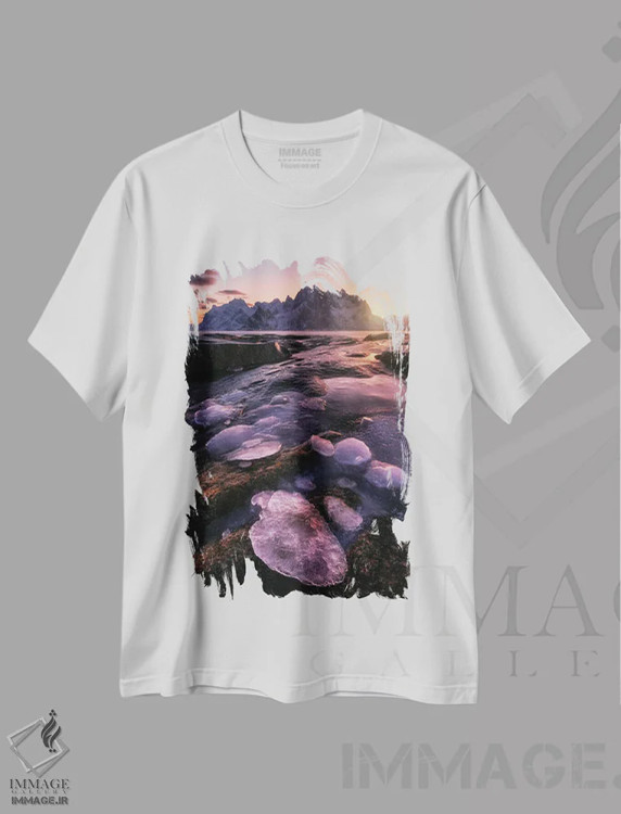 تیشرت سفید طرح دار تابش قطبی در ساحل لوفوتن شمال نروژ، مدیوم اثر دنیل گاستاگر | immage.ir