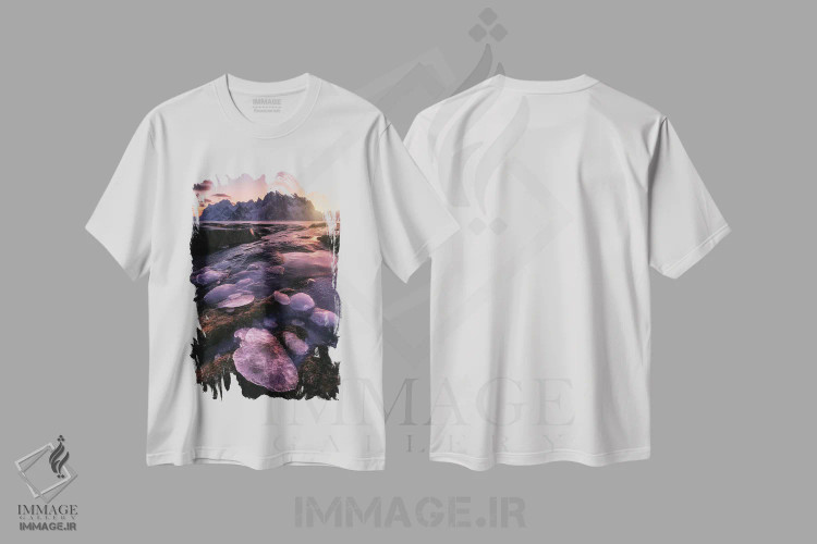 تیشرت سفید طرح دار تابش قطبی در ساحل لوفوتن شمال نروژ، مدیوم اثر دنیل گاستاگر | immage.ir
