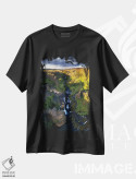 تیشرت مشکی طرح دار بهشت آبشارهای ایسلندی از بالا، مدیوم اثر دنیل گاستاگر | فروشگاه ایماژ
