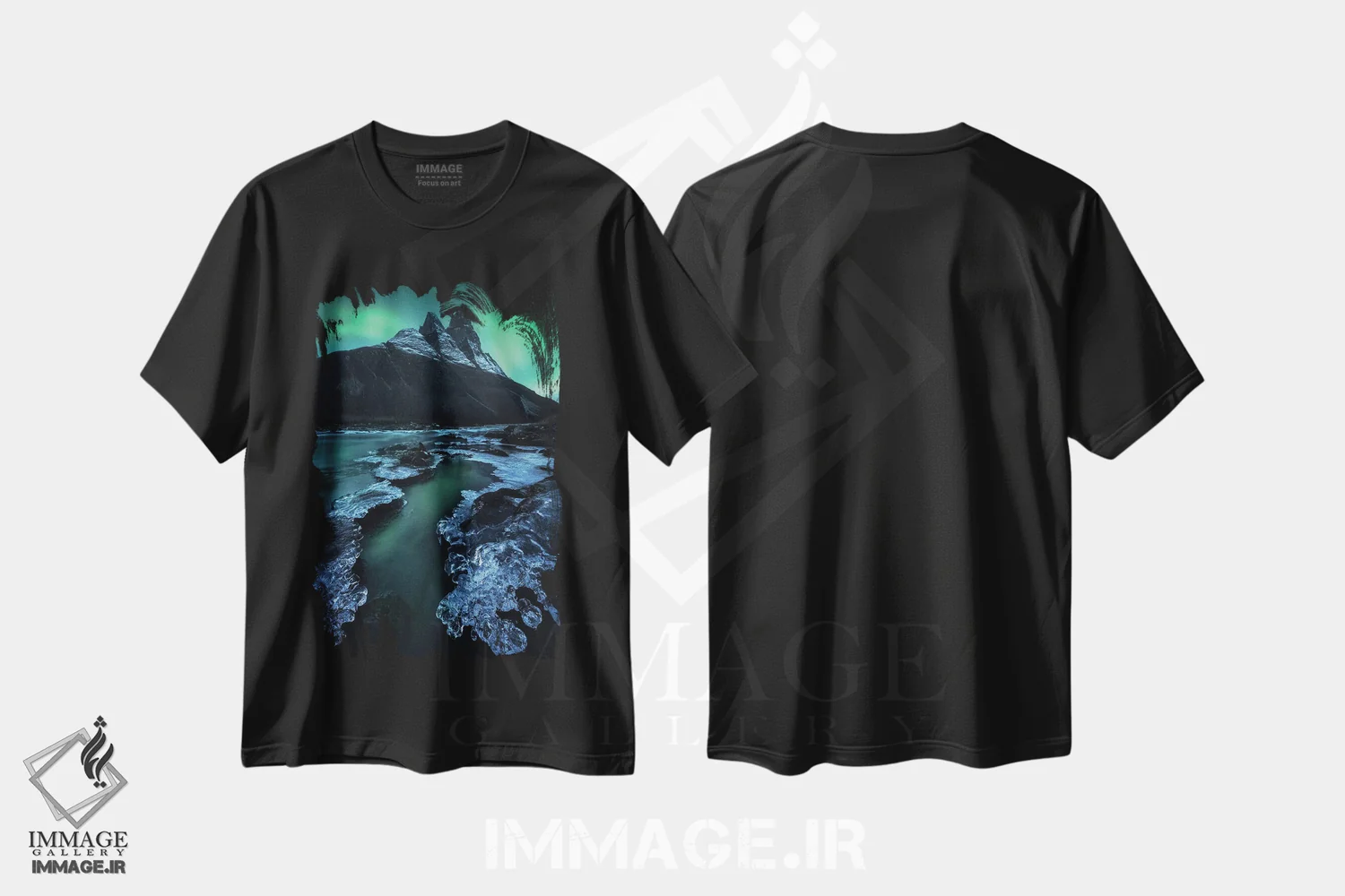 تیشرت مشکی طرح دار شفق قطبی در یک شب سرد در نروژ، مدیوم اثر دنیل گاستاگر | immage.ir