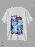 تیشرت سفید طرح دار غروب در ساحل سنیا، مدیوم اثر دنیل گاستاگر | immage.ir