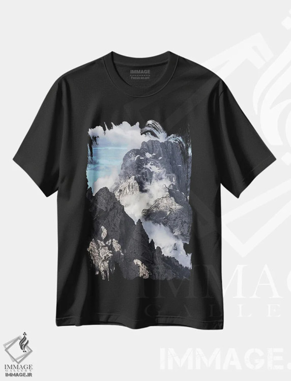 تیشرت مشکی طرح دار کوه های دراماتیک در دولومیت، مدیوم اثر دنیل گاستاگر | immage.ir