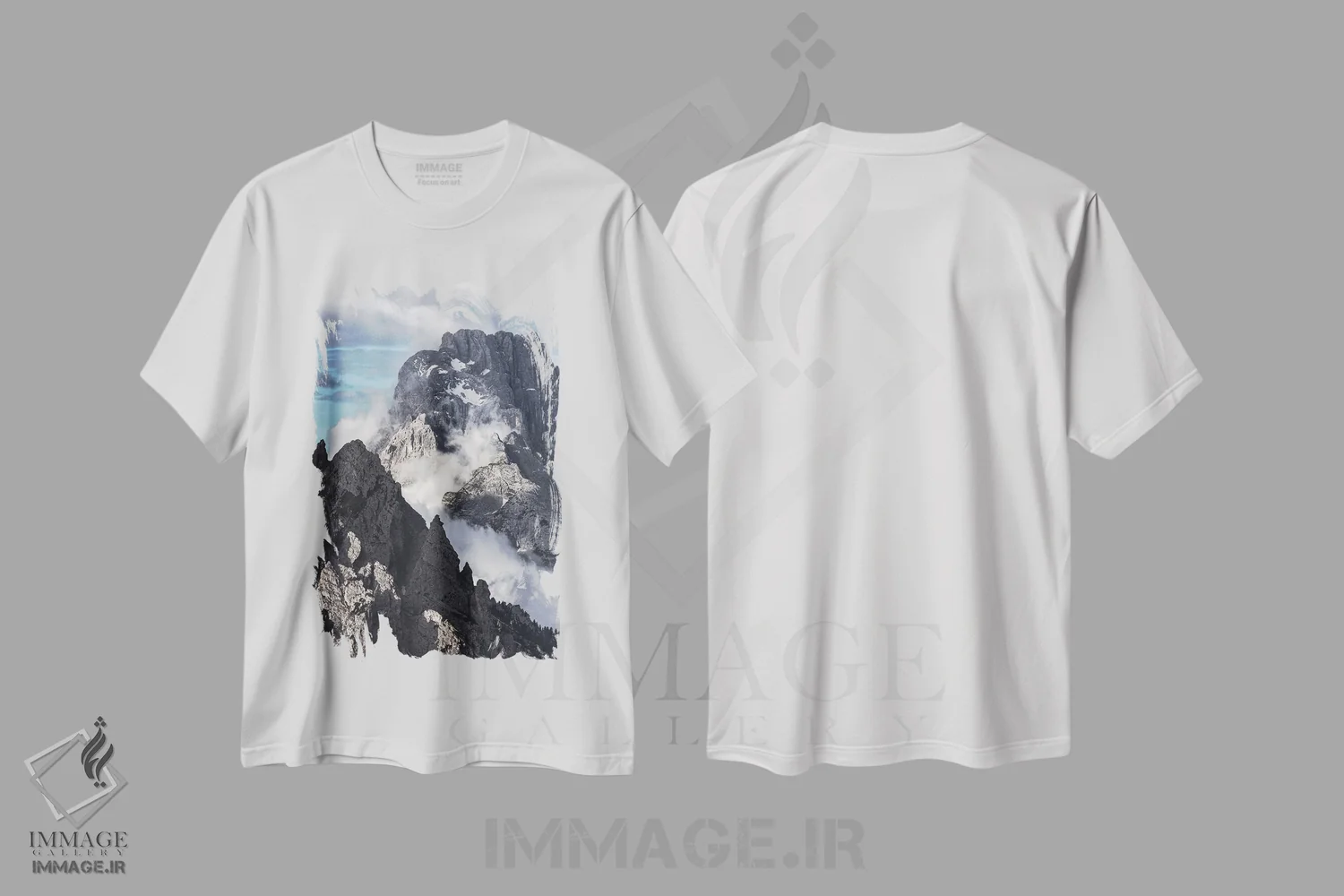 تیشرت سفید طرح دار کوه های دراماتیک در دولومیت، مدیوم اثر دنیل گاستاگر | فروشگاه ایماژ