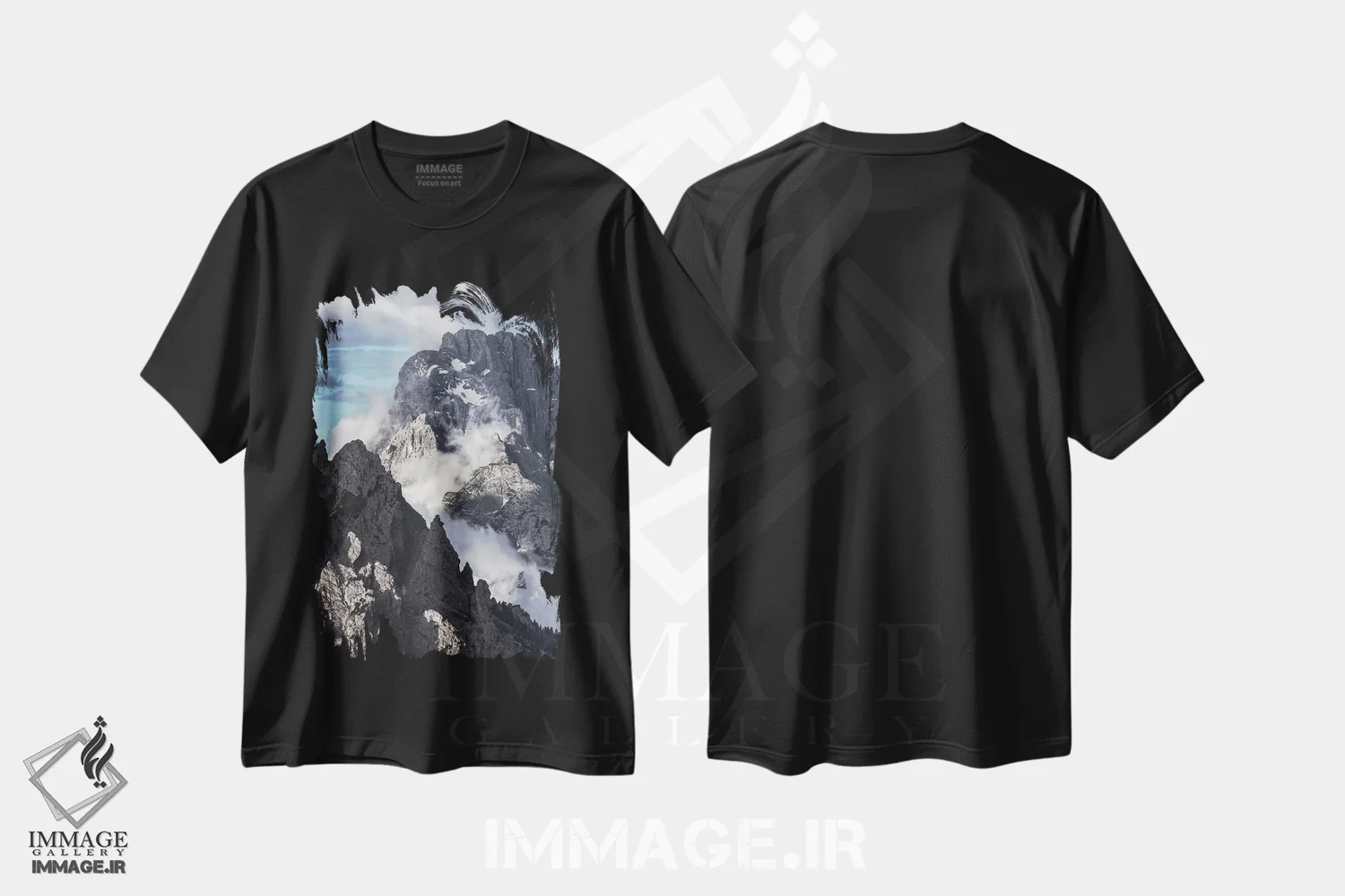 تیشرت مشکی طرح دار کوه های دراماتیک در دولومیت، مدیوم اثر دنیل گاستاگر | immage.ir