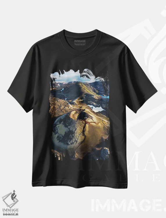 تیشرت مشکی طرح دار ارتفاعات ایسلند از بالا، عکاسی هوایی اثر دنیل گاستاگر | immage.ir