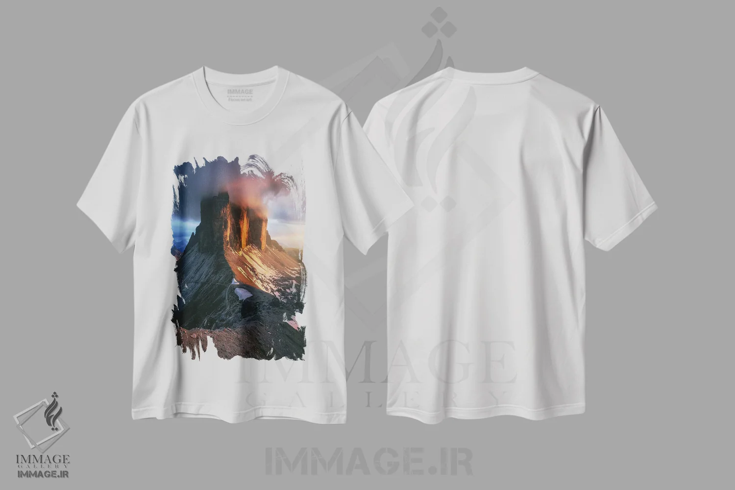 تیشرت سفید طرح دار غروب شعله ور در تره چیمه دی لاواردو، مدیوم اثر دنیل گاستاگر | immage.ir
