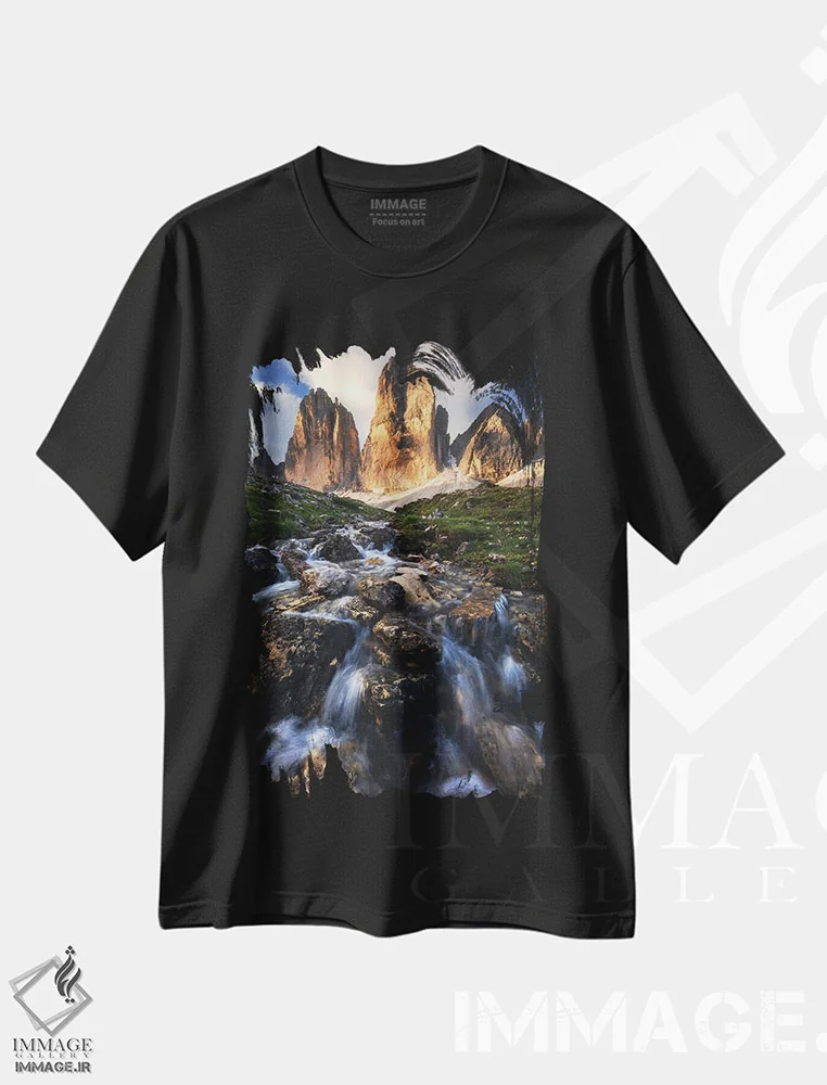تیشرت مشکی طرح دار صبح تابستانی در تره چیمه دی لاواردو، مدیوم اثر دنیل گاستاگر | immage.ir
