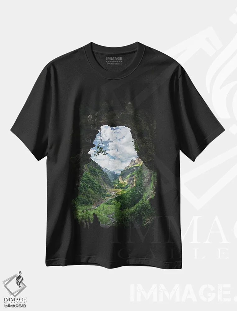 تیشرت مشکی طرح دار غار اسرارآمیز آلپی در آلپ فرانسه، مدیوم اثر دنیل گاستاگر | immage.ir