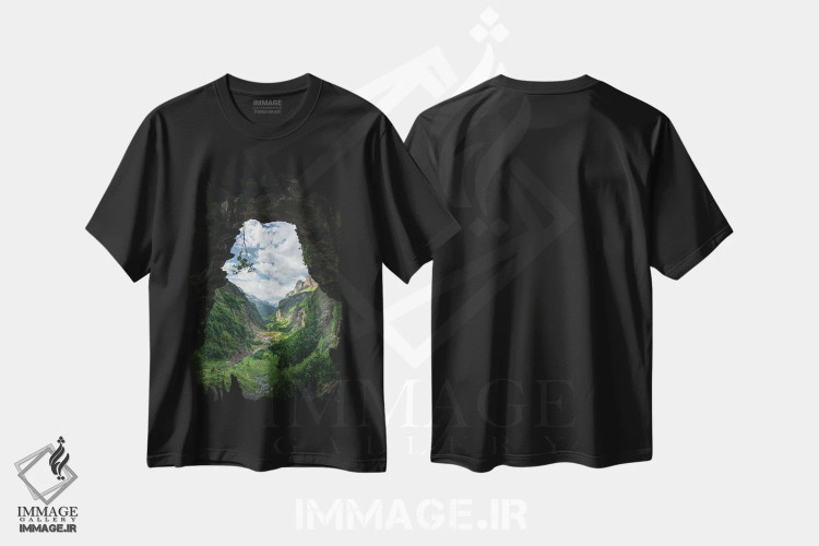 تیشرت مشکی طرح دار غار اسرارآمیز آلپی در آلپ فرانسه، مدیوم اثر دنیل گاستاگر | immage.ir