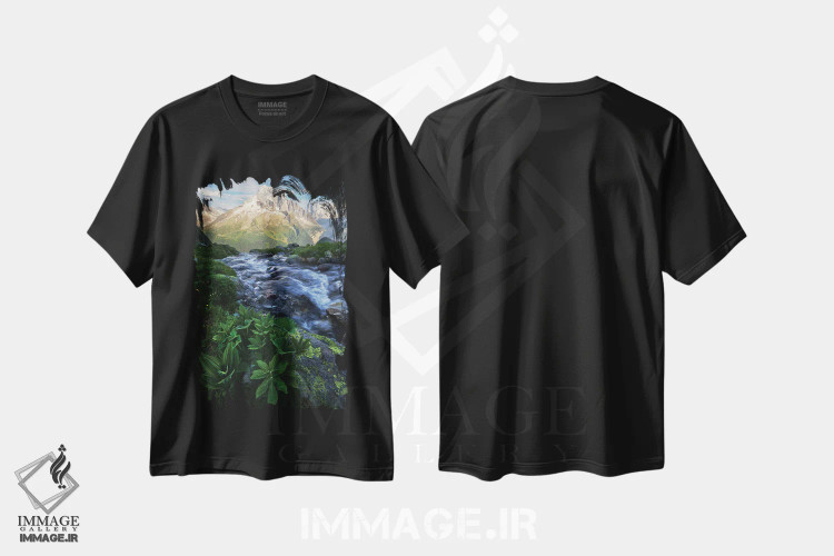 تیشرت مشکی طرح دار عصر تابستانی آرام در آلپ فرانسه، مدیوم اثر دنیل گاستاگر | فروشگاه ایماژ