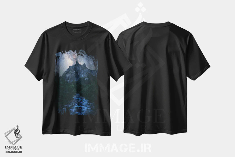 تیشرت مشکی طرح دار راه شیری بالای کوه های آلپ فرانسه، مدیوم اثر دنیل گاستاگر | immage.ir