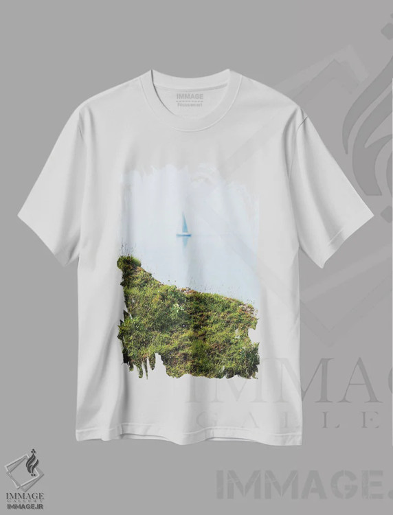 تیشرت سفید طرح دار قایق بادبانی در ساحل بریتانی، مدیوم اثر دنیل گاستاگر | immage.ir