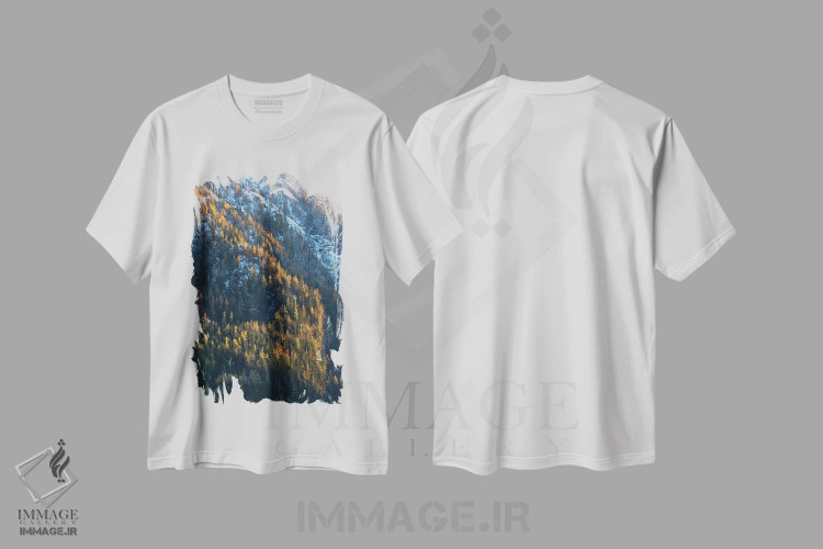 تیشرت سفید طرح دار تضاد پاییزی در کوهستان، مدیوم اثر دنیل گاستاگر | فروشگاه ایماژ