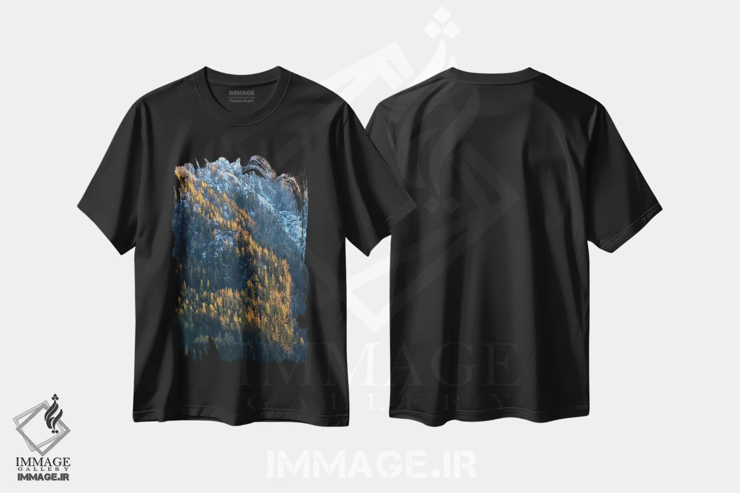 تیشرت مشکی طرح دار تضاد پاییزی در کوهستان، مدیوم اثر دنیل گاستاگر | immage.ir