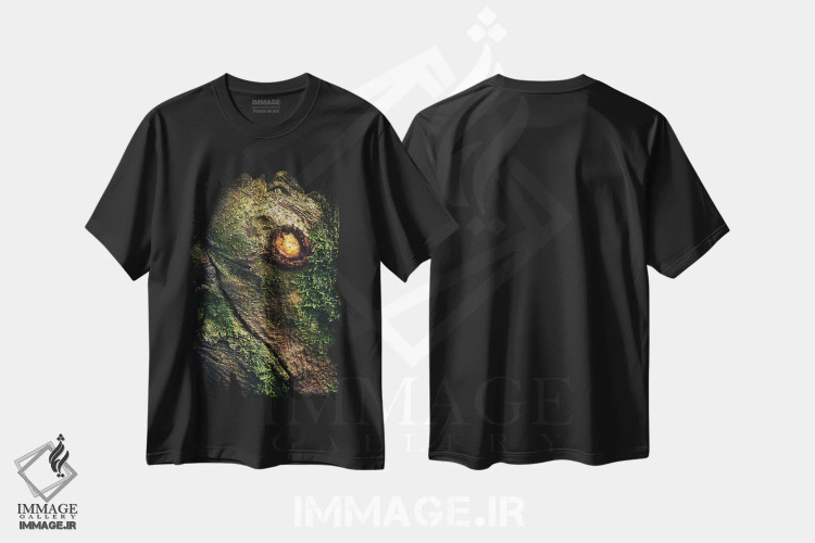 تیشرت مشکی طرح دار اژدهای باستانی در جنگل، عکاسی هوایی اثر دنیل گاستاگر | فروشگاه ایماژ
