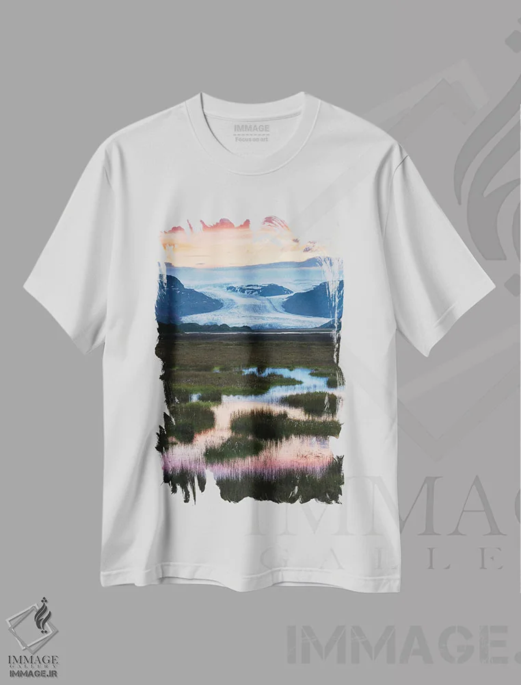 تیشرت سفید طرح دار رنگ های نرم صبحگاهی در ایسلند، مدیوم اثر دنیل گاستاگر | immage.ir