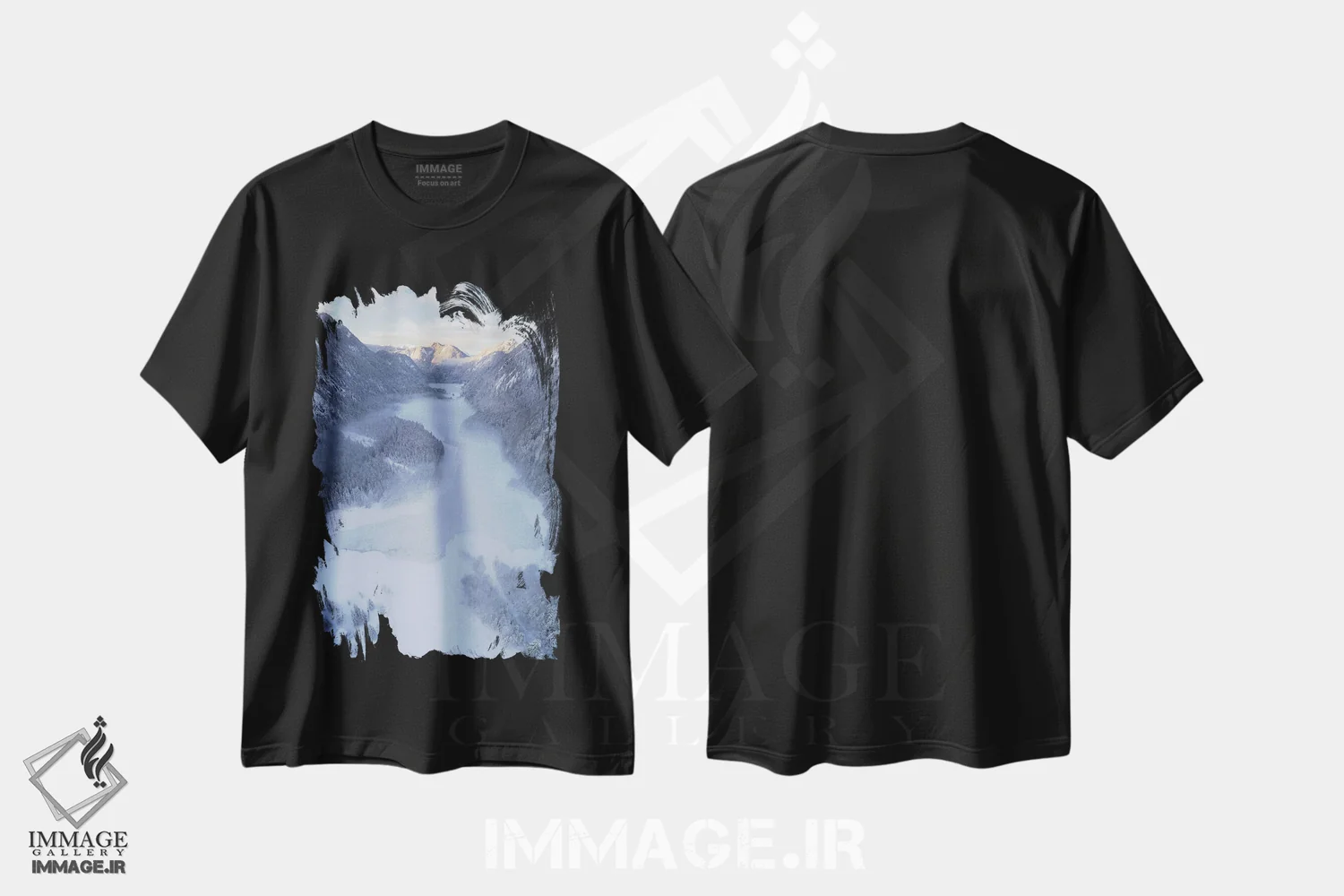 تیشرت مشکی طرح دار سرزمین عجایب زمستانی از بالا، مدیوم اثر دنیل گاستاگر | فروشگاه ایماژ