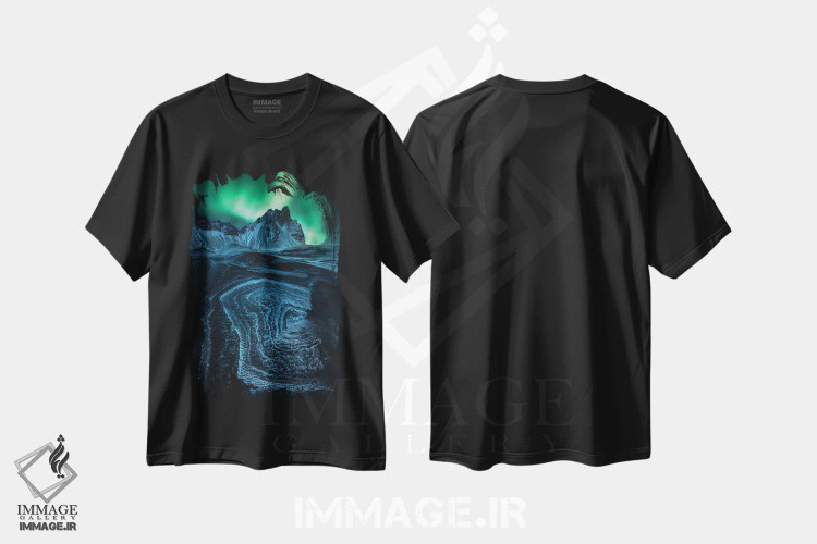 تیشرت مشکی طرح دار نمایش شفق قطبی استوکسنس، مدیوم اثر دنیل گاستاگر | immage.ir