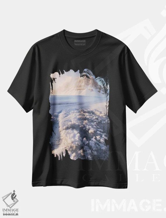تیشرت مشکی طرح دار طلوع زمستانی سرد در دریاچه بو کانادا، مدیوم اثر دنیل گاستاگر | immage.ir