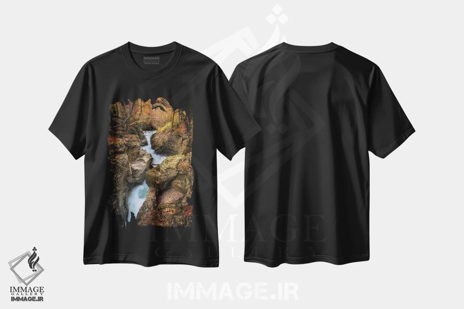 تیشرت مشکی طرح دار دره کوچک جنگلی در اسلوونی، مدیوم اثر دنیل گاستاگر | فروشگاه ایماژ