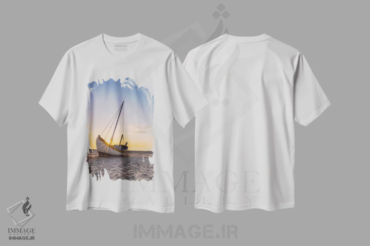تیشرت سفید طرح دار ساعت طلایی در ساحل ماهیگیری دانمارک، مدیوم اثر دنیل گاستاگر | immage.ir