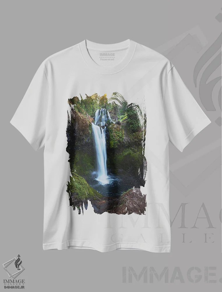 تیشرت سفید طرح دار آبشار دوقلو، مدیوم اثر دنیل گاستاگر | فروشگاه ایماژ
