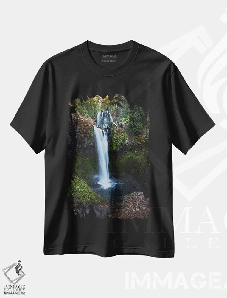 تیشرت مشکی طرح دار آبشار دوقلو، مدیوم اثر دنیل گاستاگر | immage.ir