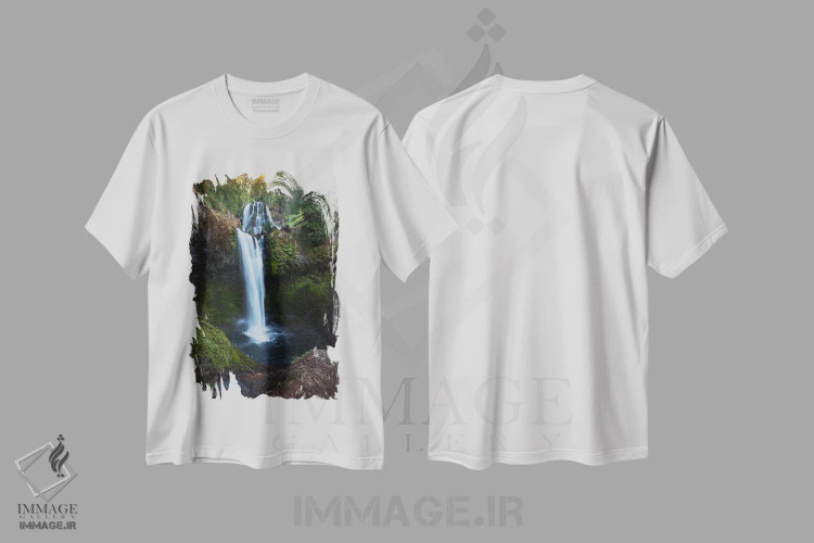 تیشرت سفید طرح دار آبشار دوقلو، مدیوم اثر دنیل گاستاگر | فروشگاه ایماژ