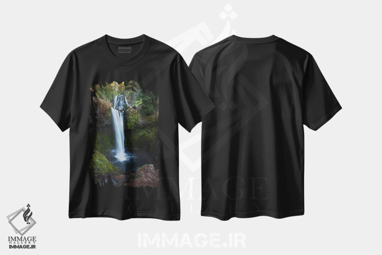 تیشرت مشکی طرح دار آبشار دوقلو، مدیوم اثر دنیل گاستاگر | immage.ir