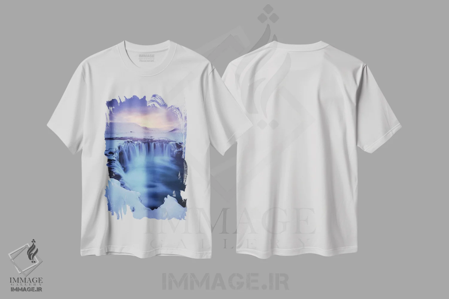 تیشرت سفید طرح دار غروب زمستانی در گودافوس، مدیوم اثر دنیل گاستاگر | immage.ir