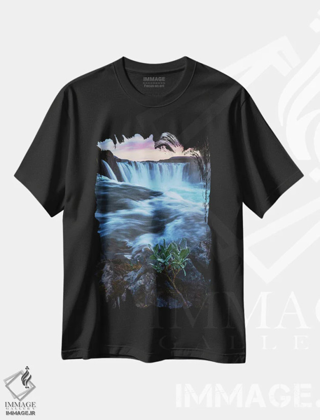 تیشرت مشکی طرح دار یک عصر تابستانی در گودافوس، مدیوم اثر دنیل گاستاگر | فروشگاه ایماژ