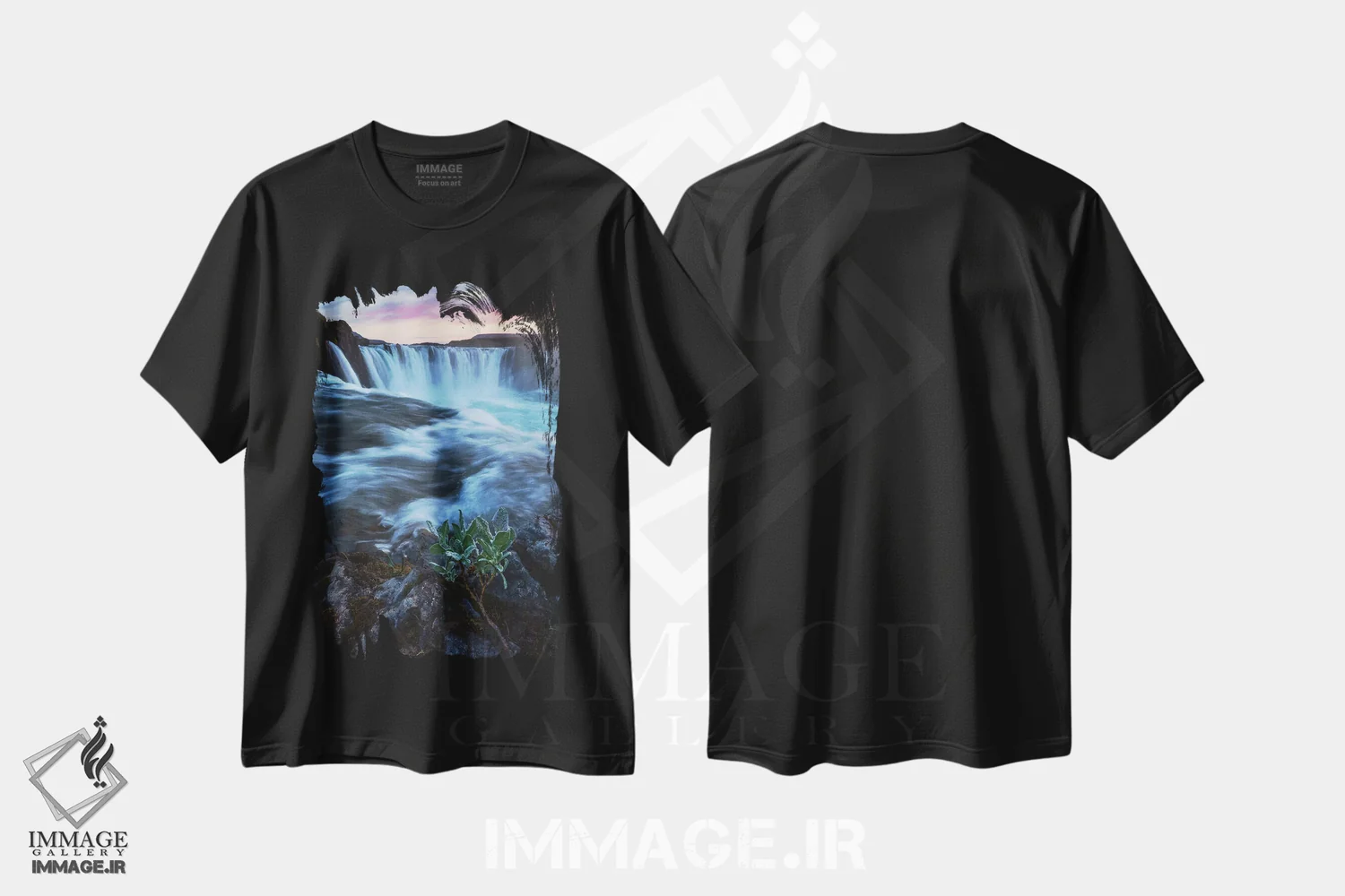 تیشرت مشکی طرح دار یک عصر تابستانی در گودافوس، مدیوم اثر دنیل گاستاگر | فروشگاه ایماژ