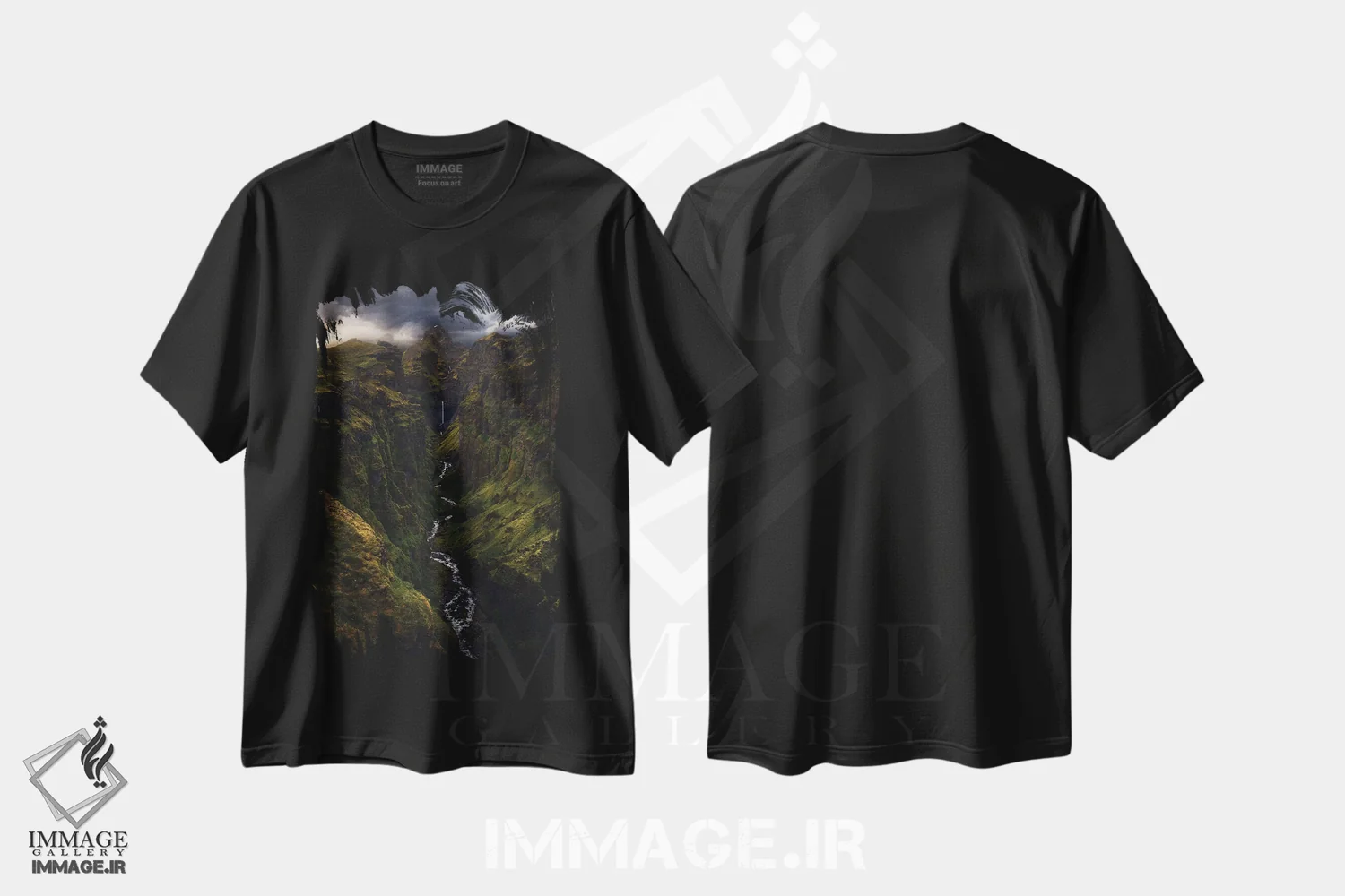تیشرت مشکی طرح دار دره ی تماشایی در ایسلند، مدیوم اثر دنیل گاستاگر | immage.ir