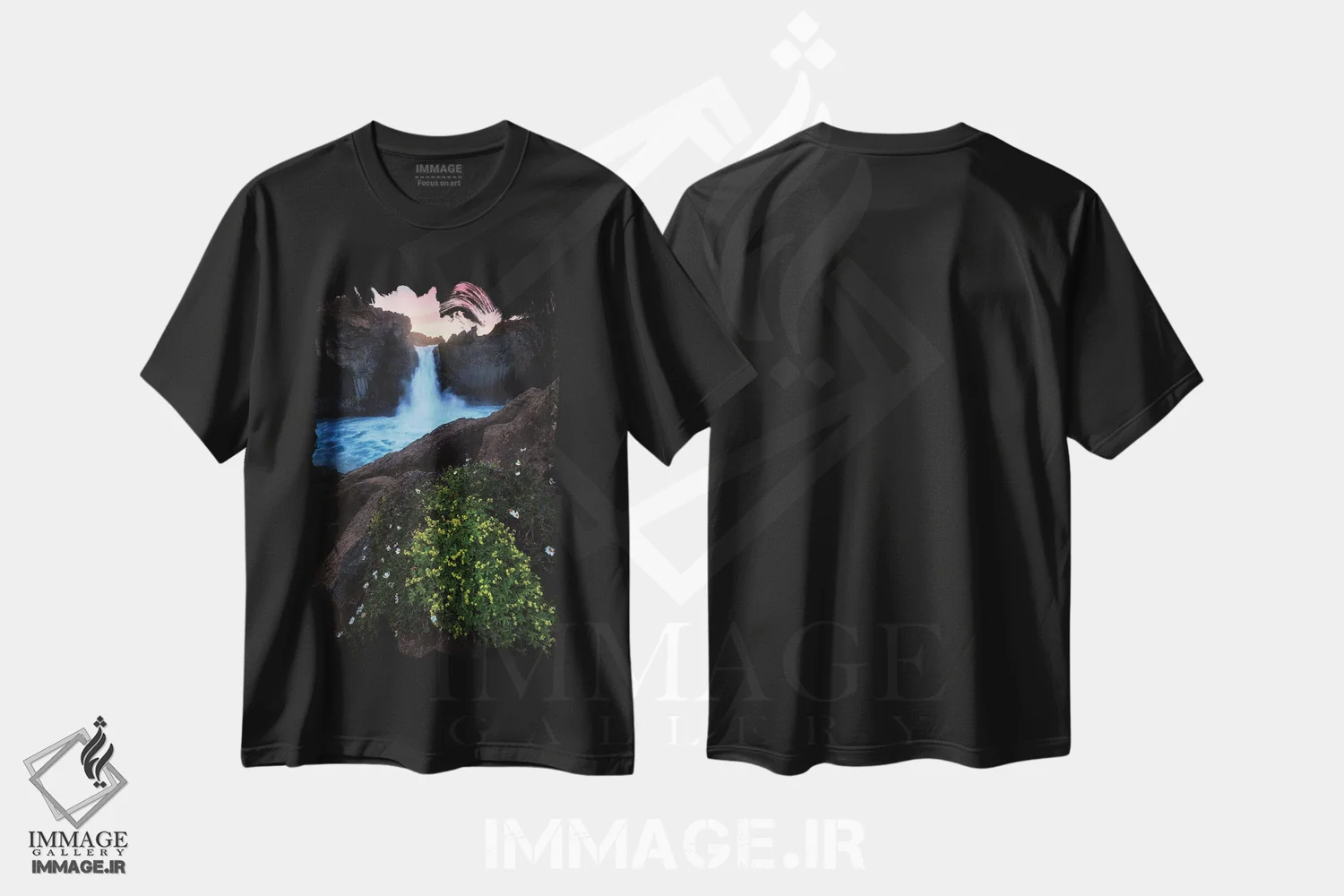 تیشرت مشکی طرح دار طلوع تابستانی در الدی یارفوس در شمال ایسلند، مدیوم اثر دنیل گاستاگر | immage.ir