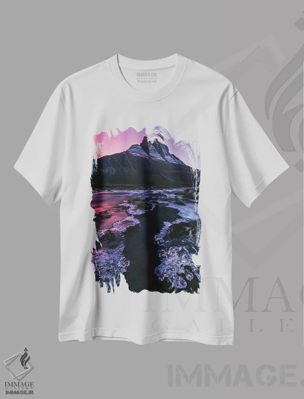 تیشرت سفید طرح دار تلالو قطبی در شمال نروژ، مدیوم اثر دنیل گاستاگر | فروشگاه ایماژ