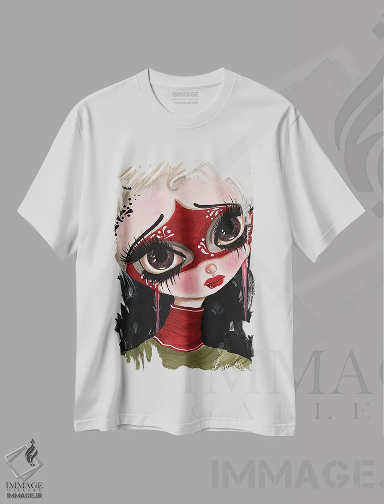 تیشرت سفید طرح دار وعده، هنر فاخر معاصر اثر داتی گلیسون | فروشگاه ایماژ