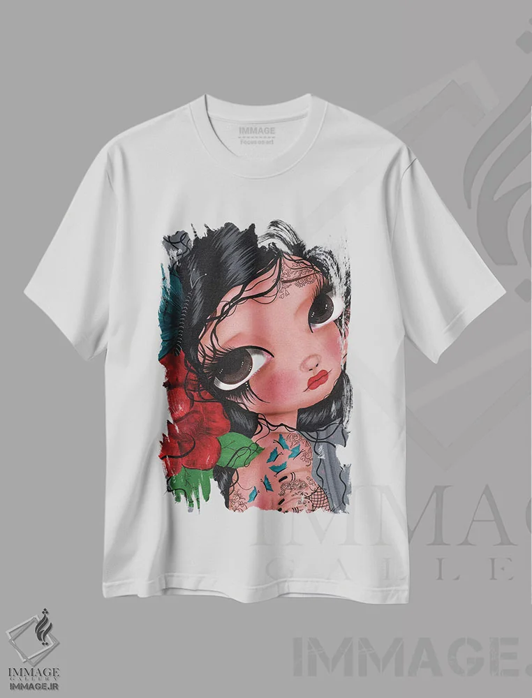 تیشرت سفید طرح دار وعده داده شده/وعده دار، هنر فاخر معاصر اثر داتی گلیسون | immage.ir