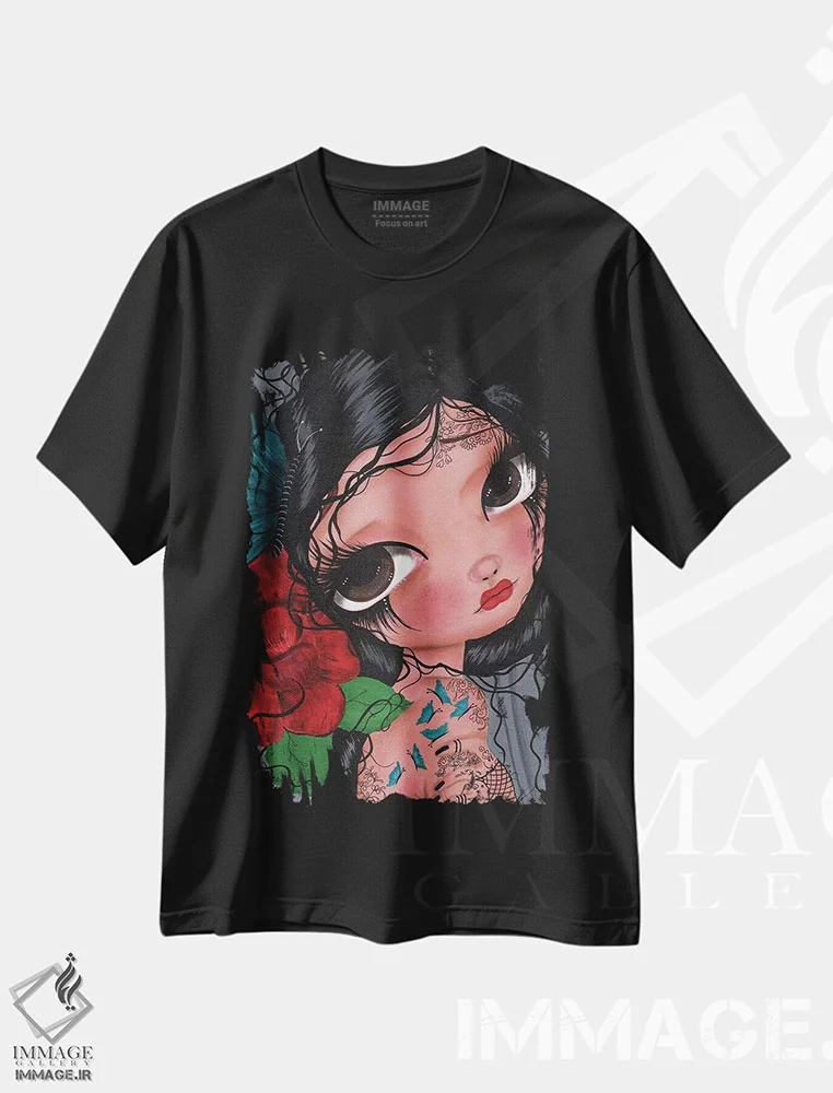 تیشرت مشکی طرح دار وعده داده شده/وعده دار، هنر فاخر معاصر اثر داتی گلیسون | فروشگاه ایماژ