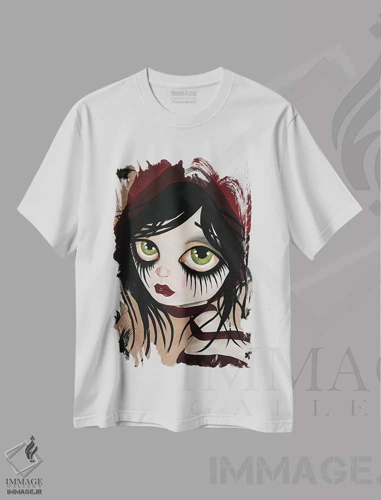 تیشرت سفید طرح دار قرمز، هنر فاخر معاصر اثر داتی گلیسون | فروشگاه ایماژ
