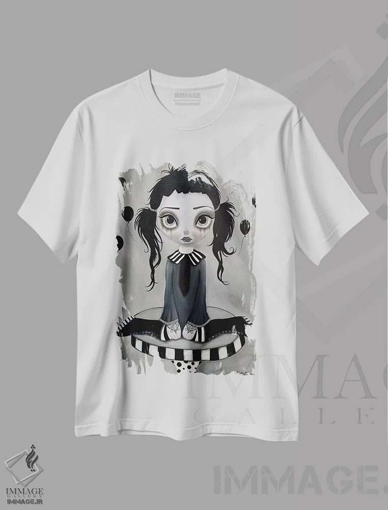 تیشرت سفید طرح دار ساده و لذیذ ۱، هنر فاخر معاصر اثر داتی گلیسون | فروشگاه ایماژ