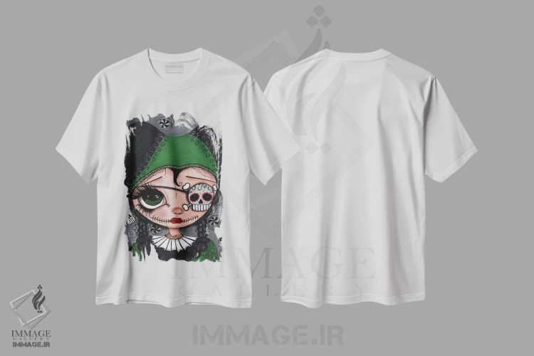 تیشرت سفید طرح دار کاملاً آراسته، هنر فاخر معاصر اثر داتی گلیسون | فروشگاه ایماژ