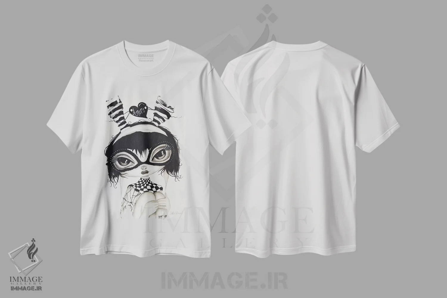 تیشرت سفید طرح دار والنتینا، هنر فاخر معاصر اثر داتی گلیسون | immage.ir